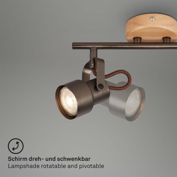 Brilo - LED точково осветително тяло TAHUN 2xGU10/5W/230V кафяво