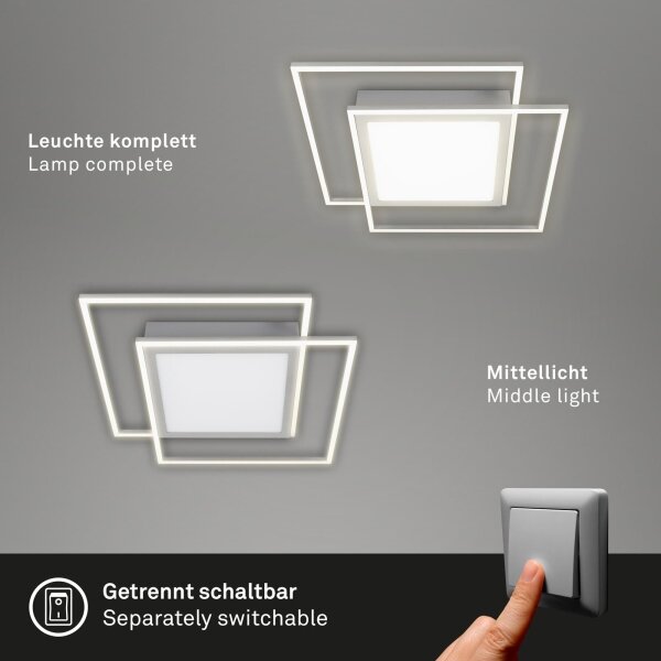 Brilo - LED таванно осветително тяло 2xLED/16W/230V + LED/19W 51,5x51,5 cm матов хром