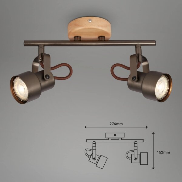 Brilo - LED точково осветително тяло TAHUN 2xGU10/5W/230V кафяво