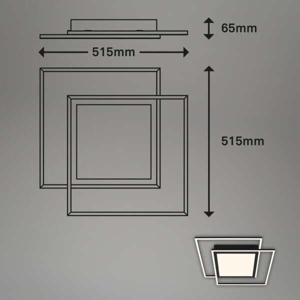 Brilo - LED таванно осветително тяло 2xLED/16W/230V + LED/19W 51,5x51,5 см черно