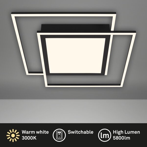 Brilo - LED таванно осветително тяло 2xLED/16W/230V + LED/19W 51,5x51,5 см черно