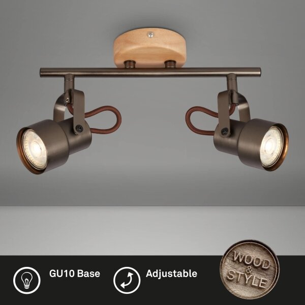 Brilo - LED точково осветително тяло TAHUN 2xGU10/5W/230V кафяво