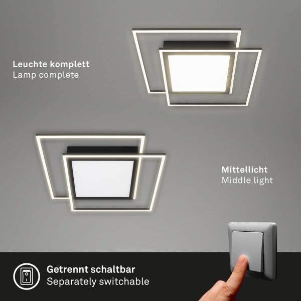 Brilo - LED таванно осветително тяло 2xLED/16W/230V + LED/19W 51,5x51,5 см черно
