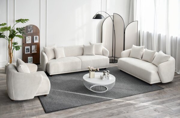Триместен диван FAMIGLIA 220x91x71 слонова кост