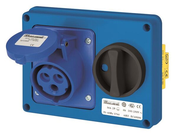 EC690 ХОР. ПАНЕЛ КОНТАКТ 2P+E 16A С КЛЮЧ IP44