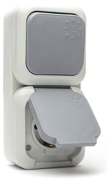 Комбинация Евро - Ключ Еднополюсен,сх.1 и Контакт,16А,250V,ПКОМ, IP44
