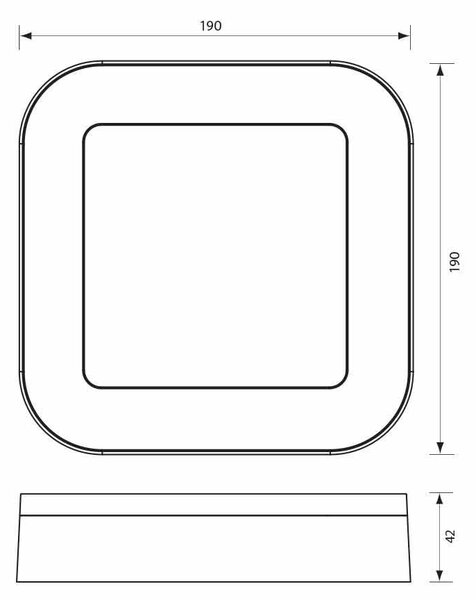 V LED ПЛАФОН DOLCE/SQ 15W 4000K BK IP65