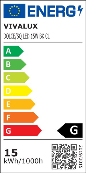 V LED ПЛАФОН DOLCE/SQ 15W 4000K BK IP65