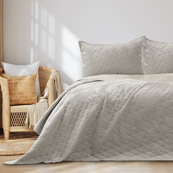 Сиво-бежово капитонирано покривало за легло 170x210 cm Laila – Restilo