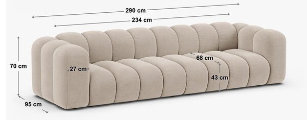 Кремав шенилов диван 290 cm Lupine – Micadoni
