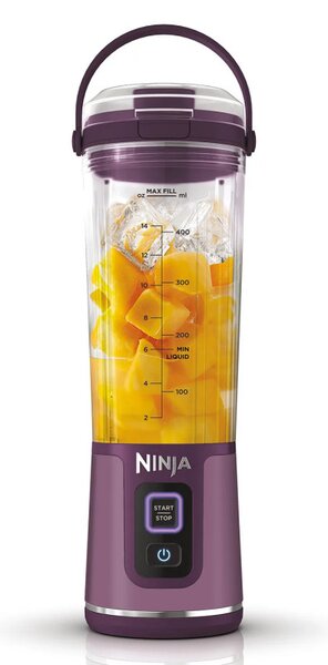 Преносим блендер Ninja Blast BC151EUPR, 7.4W, 530 мл, Стоманен нож с 6 остриета, Трошене на лед, До 10 цикъла, Без BPA, USB-C, Лилав