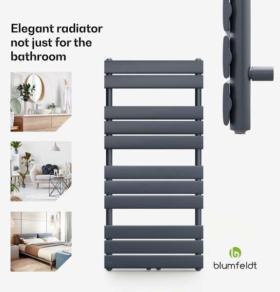 Blumfeldt Fairmont, 50 x 107, радиатор, 509 W, топла вода, 4 релси за кърпи, 1/2"