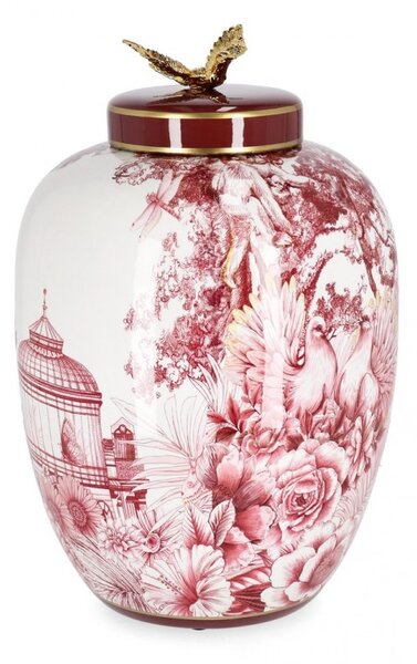 Порцеланова ваза ZHEN 23x32 червен/бял