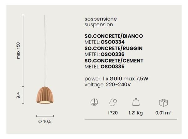 CONCRETE Пендел 1ХGU10 Бял