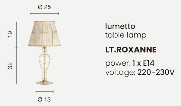 ROXANNE Настолна Лампа 1ХЕ14 Ф250мм Злато