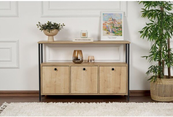 Конзолна маса с дъбов декор в светло естествен цвят 29,5x120 cm Solace – Kalune Design
