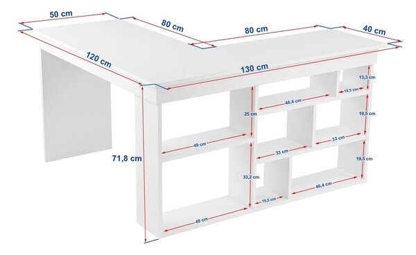 Матова работна маса 120x130 cm Vesper – Kalune Design