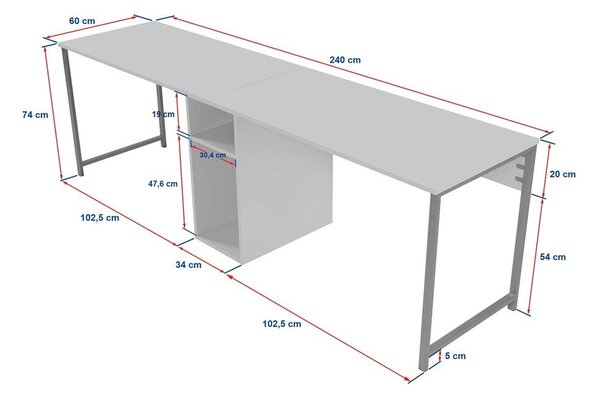 Работна маса с боров декор 60x240 cm Twin – Kalune Design