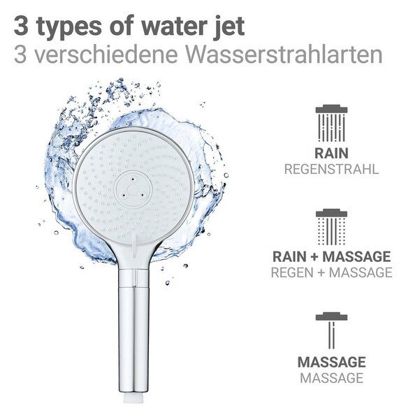 Пластмасова душ глава в блестящо сребрист цвят ø 12 cm Water Saving – Wenko