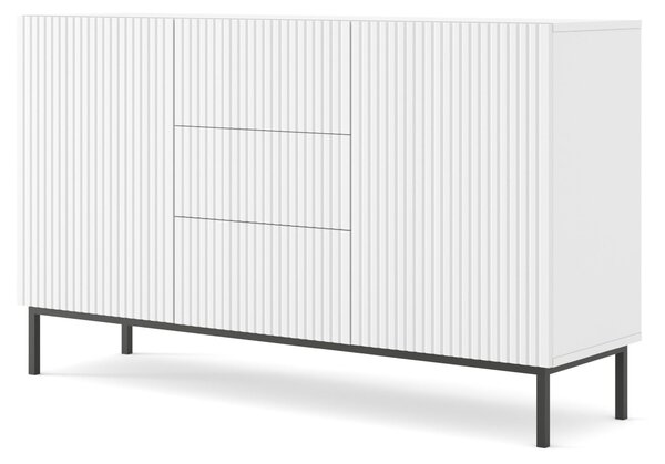 Комод Ravenna B 150 2D3S фрезован фолиран MDF, бял мат/черно