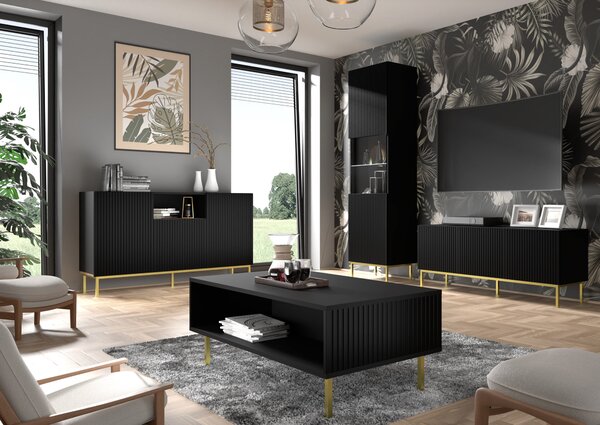 Витрина Ravenna B 1D1S фрезован фолиран MDF, черно