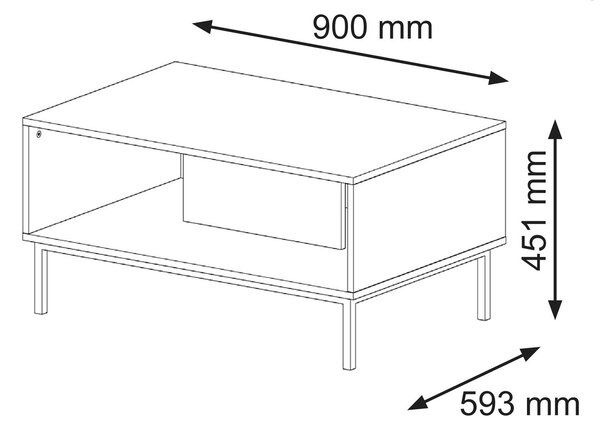 Масичка за кафе Ravenna B 90x60, бял мат/злато