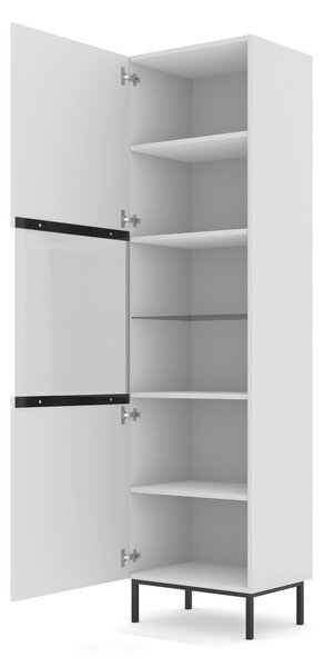 Витрина Ravenna B 1D1S фрезован фолиран MDF, бял мат/черно