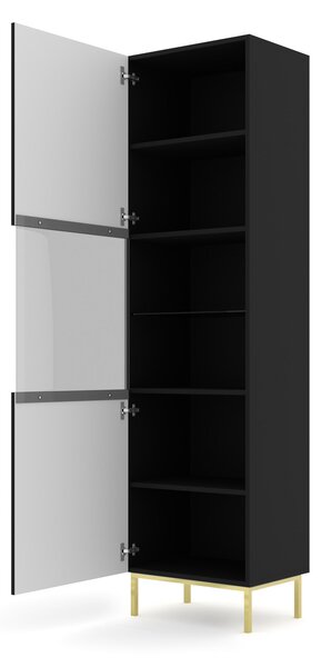 Витрина Ravenna B 1D1S фрезован фолиран MDF, черен мат/злато