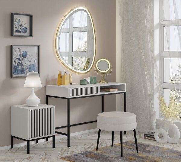 Тоалетка Ravenna F 1S боядисан фрезован MDF, бял мат/черно