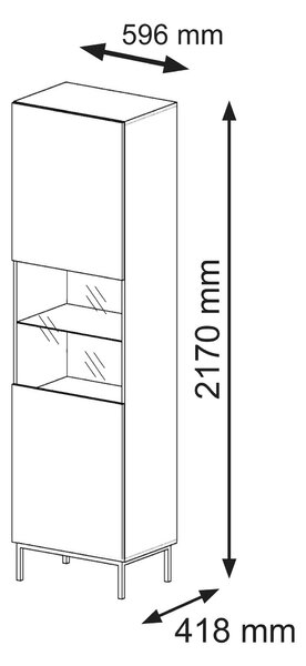 Витрина Ravenna B 1D1S фрезован фолиран MDF, черно