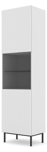 Витрина Ravenna B 1D1S фрезован фолиран MDF, бял мат/черно