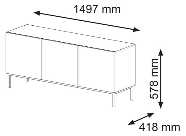 ТВ шкаф Ravenna B 150 3D фрезован фолиран MDF, бял мат/черно