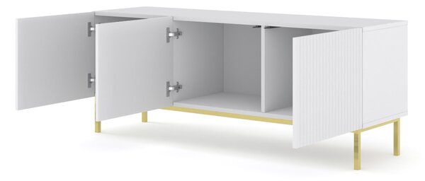 ТВ шкаф Ravenna B 150 3D фрезован фолиран MDF, бял мат/злато