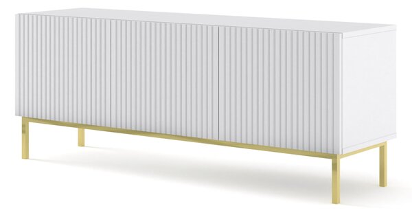 ТВ шкаф Ravenna B 150 3D фрезован фолиран MDF, бял мат/злато