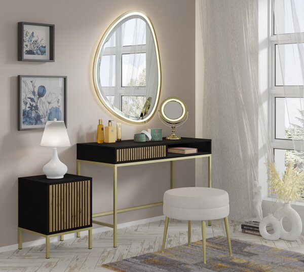 Тоалетка Ravenna F 1S боядисан фрезован MDF, черен мат/дъб артисан/злато
