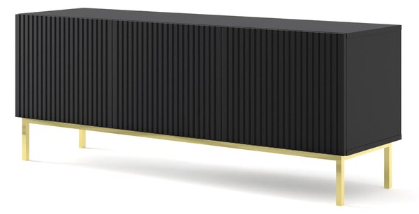 ТВ шкаф Ravenna B 150 3D фрезован фолиран MDF, черен мат/злато