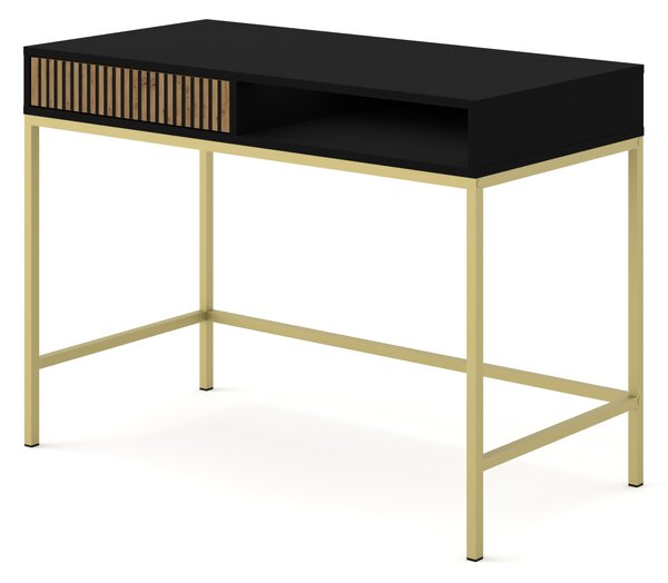 Тоалетка Ravenna F 1S боядисан фрезован MDF, черен мат/дъб артисан/злато