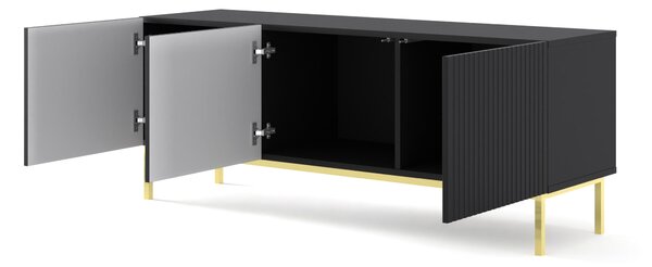 ТВ шкаф Ravenna B 150 3D фрезован фолиран MDF, черен мат/злато