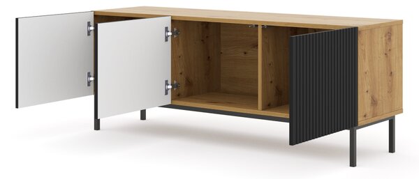 ТВ шкаф Ravenna B 150 3D фрезован фолиран MDF, дъб артисан/черно