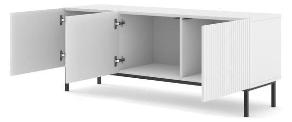 ТВ шкаф Ravenna B 150 3D фрезован фолиран MDF, бял мат/черно