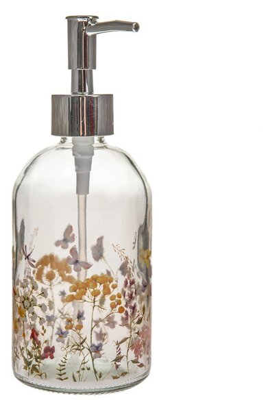 Стъклен диспенсер за сапун 390 ml Flowers – Dakls