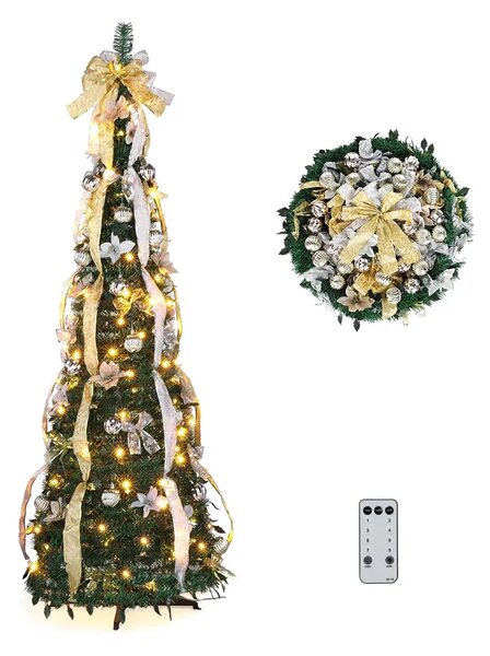 Merrypine™ сгъваема украсена коледна елха, Сребърно