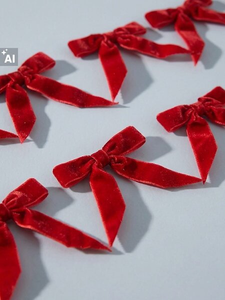 Sinsay - Кадифени коледни панделки 10 pack - червeн