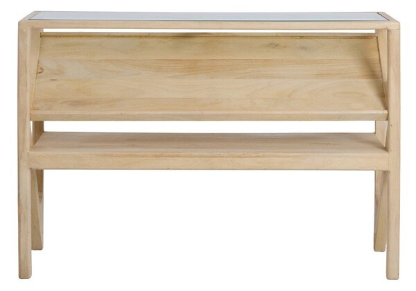 Конзолна маса със стъклен плот в светло естествен цвят 41x119 cm Yuki – Light & Living