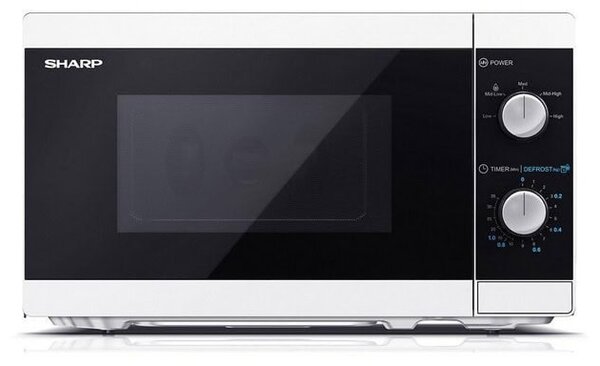 Микровълнова фурна Sharp YC-MS01E-W, механично управление, 800W, 20 л. обем, 5 степени на мощност, бяла
