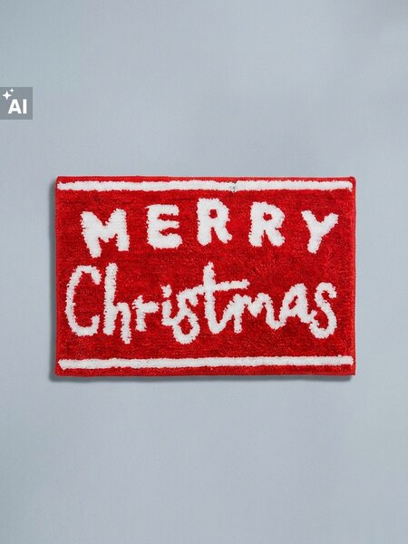 Sinsay - Постелка за баня с надпис Merry Christmas - червeн