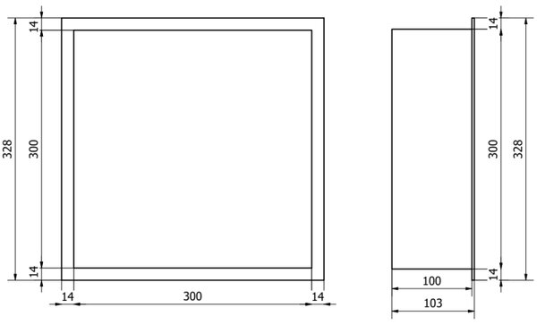 Mexen X-Wall-R нишева полица с яка 30 x 30 см, златисто четкана - 1950303010