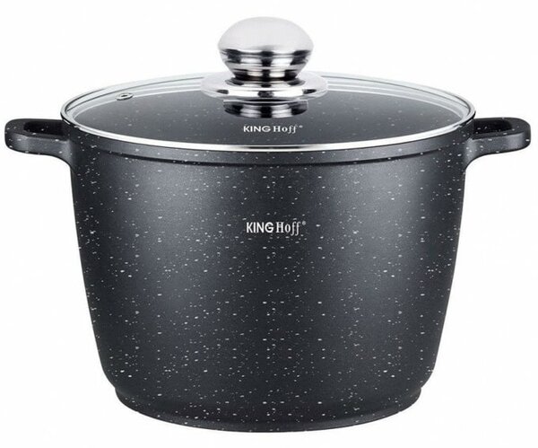Тенджера KingHoff KH 1599, вместимост 10 l, 28 cm диаметър, алуминий, капак, черна