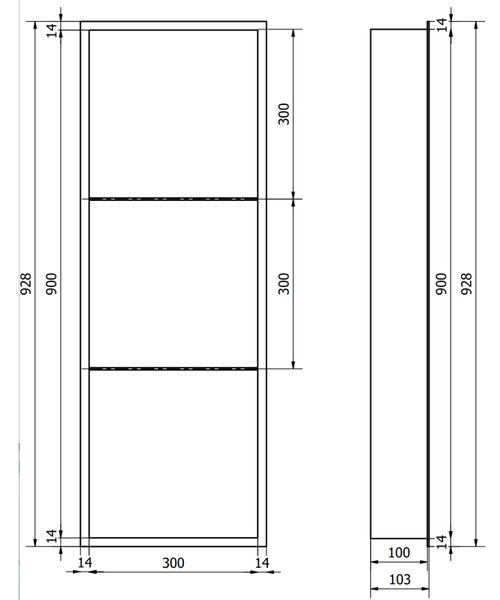 Mexen X-Wall-R ниши полица с фланец и полица 90 x 30 см, черна - 1970903010S