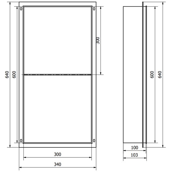 Mexen X-Wall-NR нишова полица без фланец с рафт 60 x 30 см, черна - 1971603010S